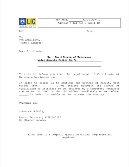 India certificate of existence Word and PDF template